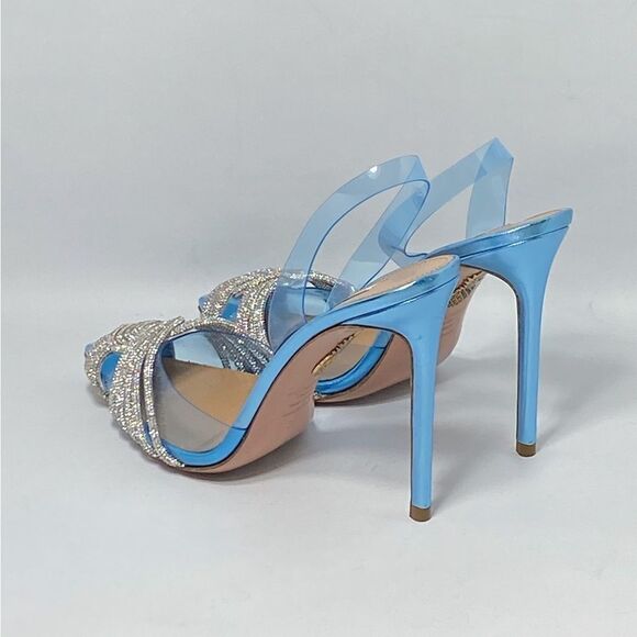 Aquazzura Gatsby Crystal-Embellished Slingback pumps size 38 - Picture 9 of 15